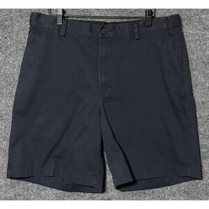 LL Bean Comfort Waist Mens Navy Blue Chino Shorts Size 34 Cotton 8" Inseam